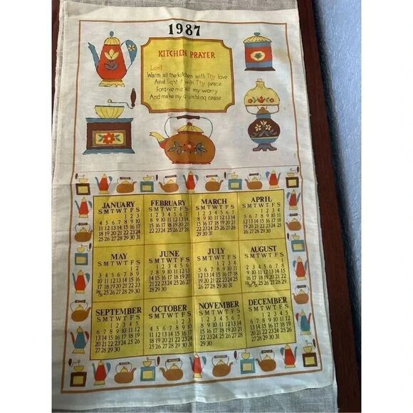 Vintage Date Calendar Towels 85,87,88 Set of 3 - Picture 2 of 3